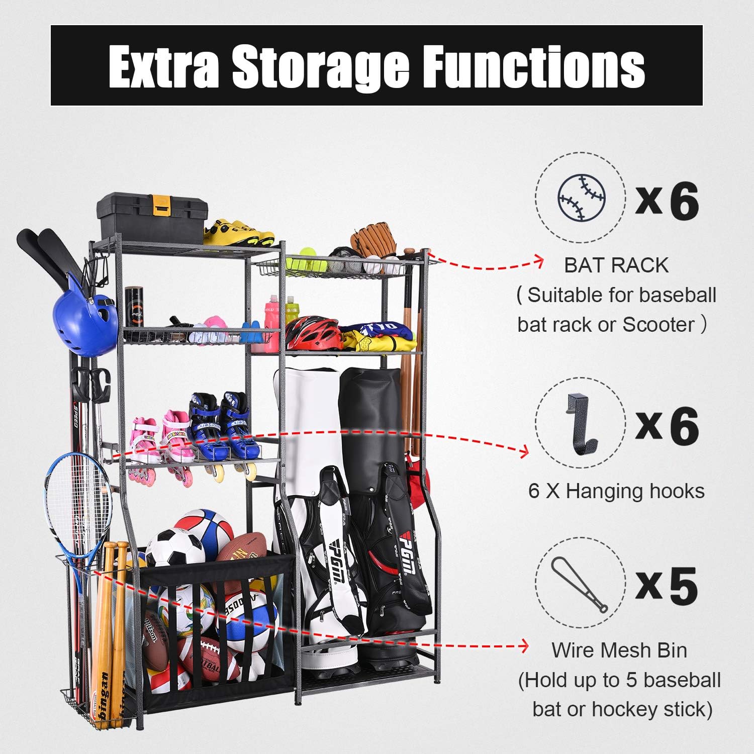 Стойка для хранения спортивног – обзор и цена Golf Equipment Garage Storage