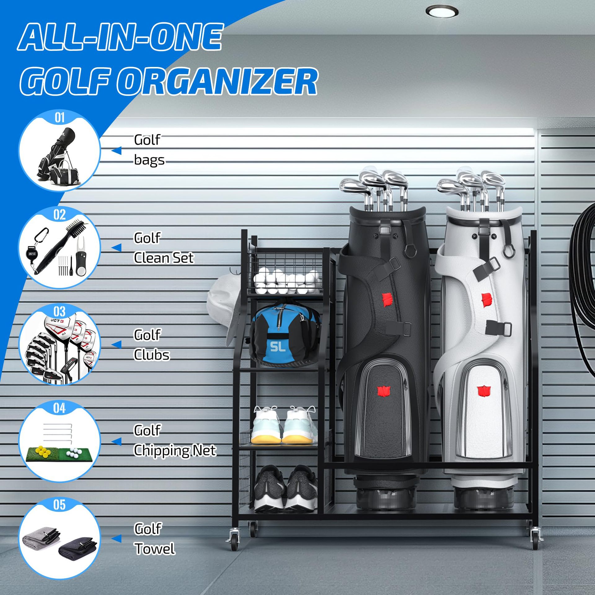 # Напольная металлическая стой – обзор и цена Golf Equipment Garage Storage