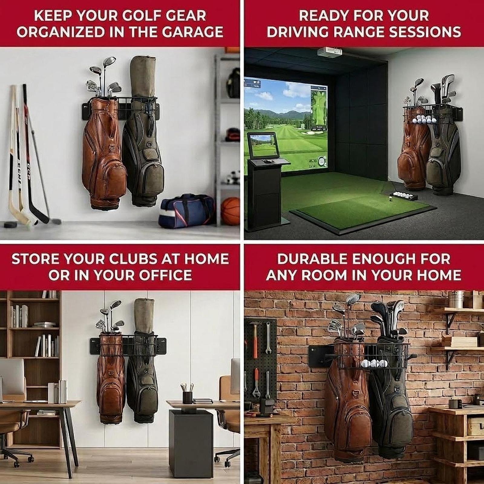 Держатель для гольф-сумок с дв – обзор и цена Golf Equipment Garage Storage